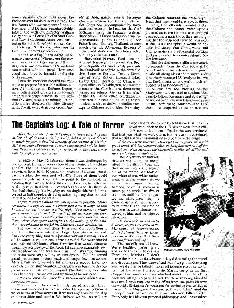 Time Magazine Article page 4 May 26 1975 of the Rescue of the Mayaguez at Koh Tang